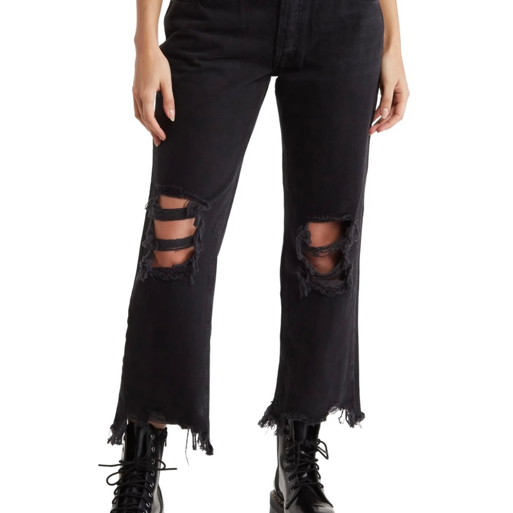Maggie Destroyed Crop Straight Leg Jeans
